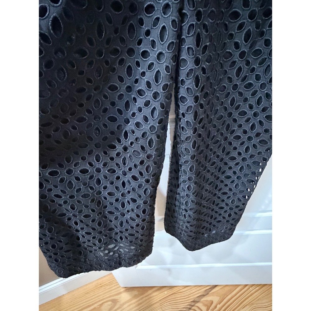 J. Crew Kasana Black Embroidered Eyelet Ruffle Strap Jumpsuit Size 8 Coastal - Picture 6 of 11